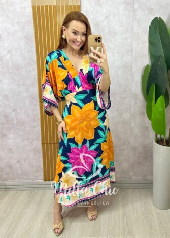 Vestido Ivete em viscolinho estampa verão - Milla Chic