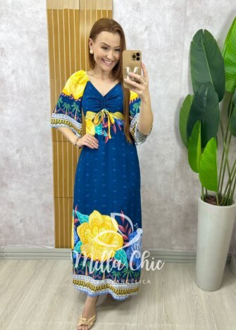 Vestido Michele em viscolinho estampado - Milla Chic