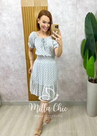 Vestido Norma - Linha Comfy - Estampada azul índigo - Milla Chic