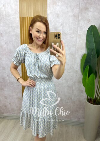 Vestido Norma - Linha Comfy - Estampada azul índigo - Milla Chic
