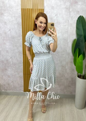 Vestido Norma - Linha Comfy - Estampada azul índigo - Milla Chic