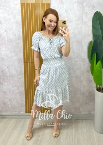 Vestido Norma - Linha Comfy - Estampada azul índigo - Milla Chic