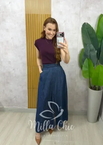 Milla Chic - Saia Hortência Em Jeans