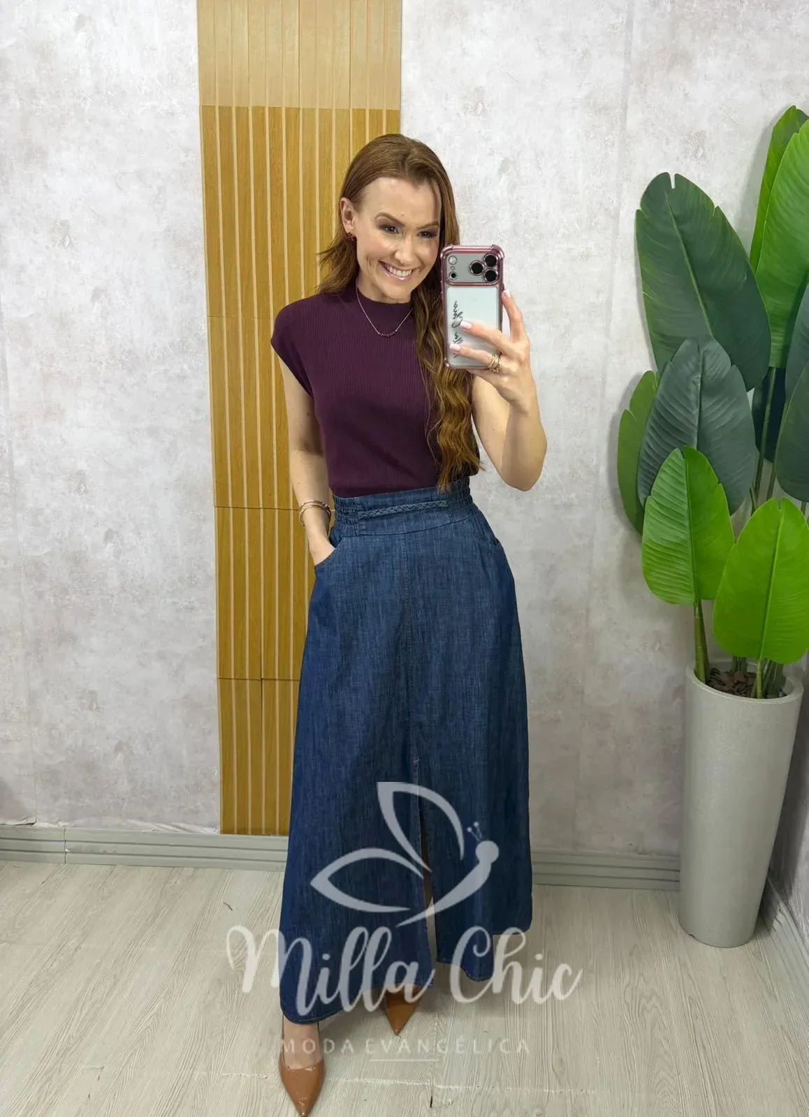 Milla Chic – Saia Hortência Em Jeans Milla Chic - Saia Hortência Em Jeans