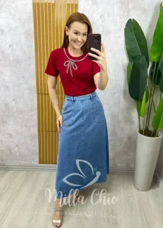 Milla Chic - Blusa Adelina Em Malha Bordada - Açaí (cópia)