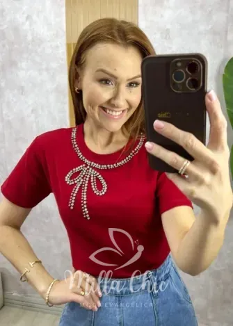 Milla Chic - Blusa Adelina Em Malha Bordada - Açaí (cópia)