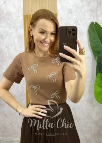 Milla Chic - Blusa Adelina Em Malha Bordada - Azul (cópia)