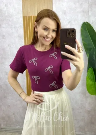 Milla Chic - Blusa Adelina Em Malha Bordada - Cappuccino (cópia)