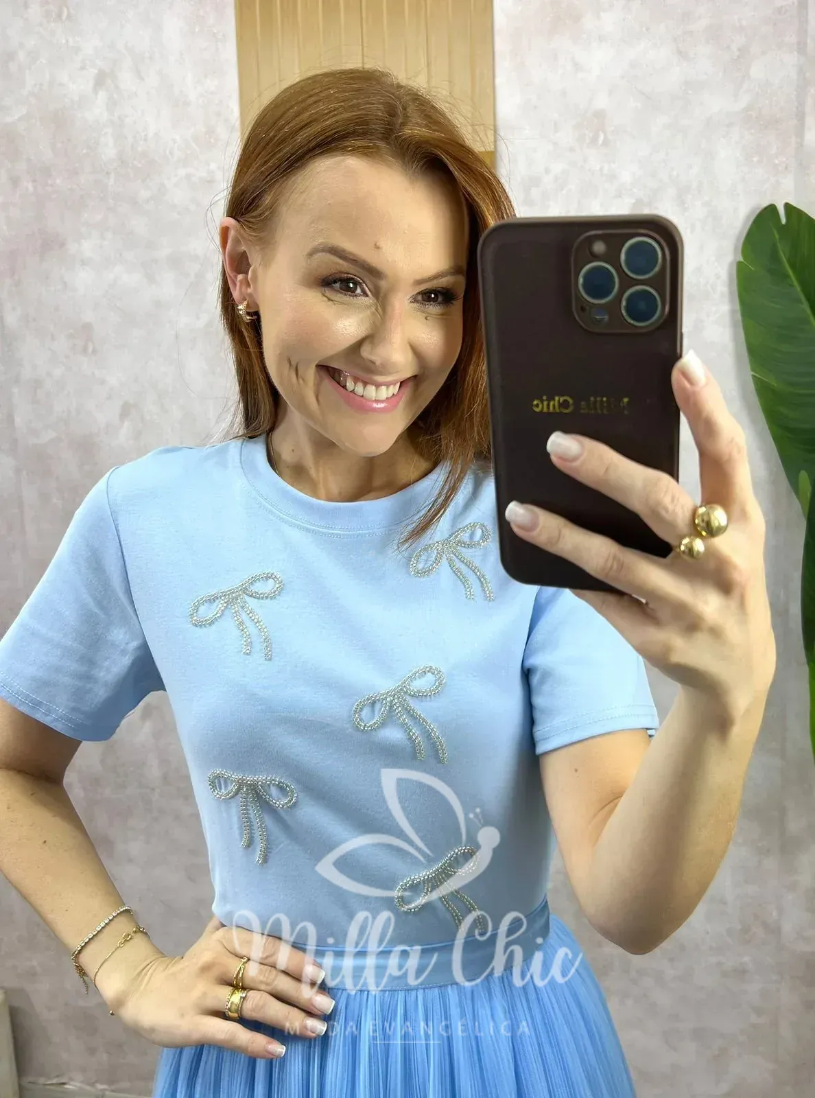 Milla Chic – Blusa Adelina Em Malha Bordada – Marrom Milla Chic - Blusa Adelina Em Malha Bordada - Marrom