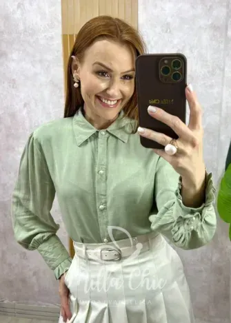 Milla Chic - Blusa Efigênia Em Malha Listrada Bordada - Branca (cópia)