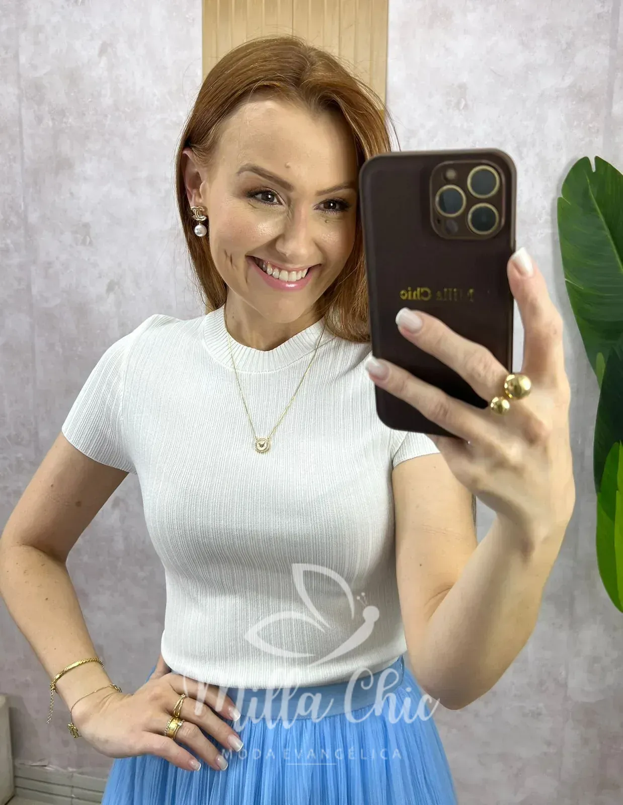 Milla Chic – Blusa Joana Em Tricot Modal – Branca Milla Chic - Blusa Joana Em Tricot Modal - Branca