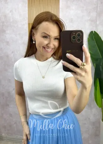 Milla Chic - Blusa Joana Em Tricot Modal - Branca