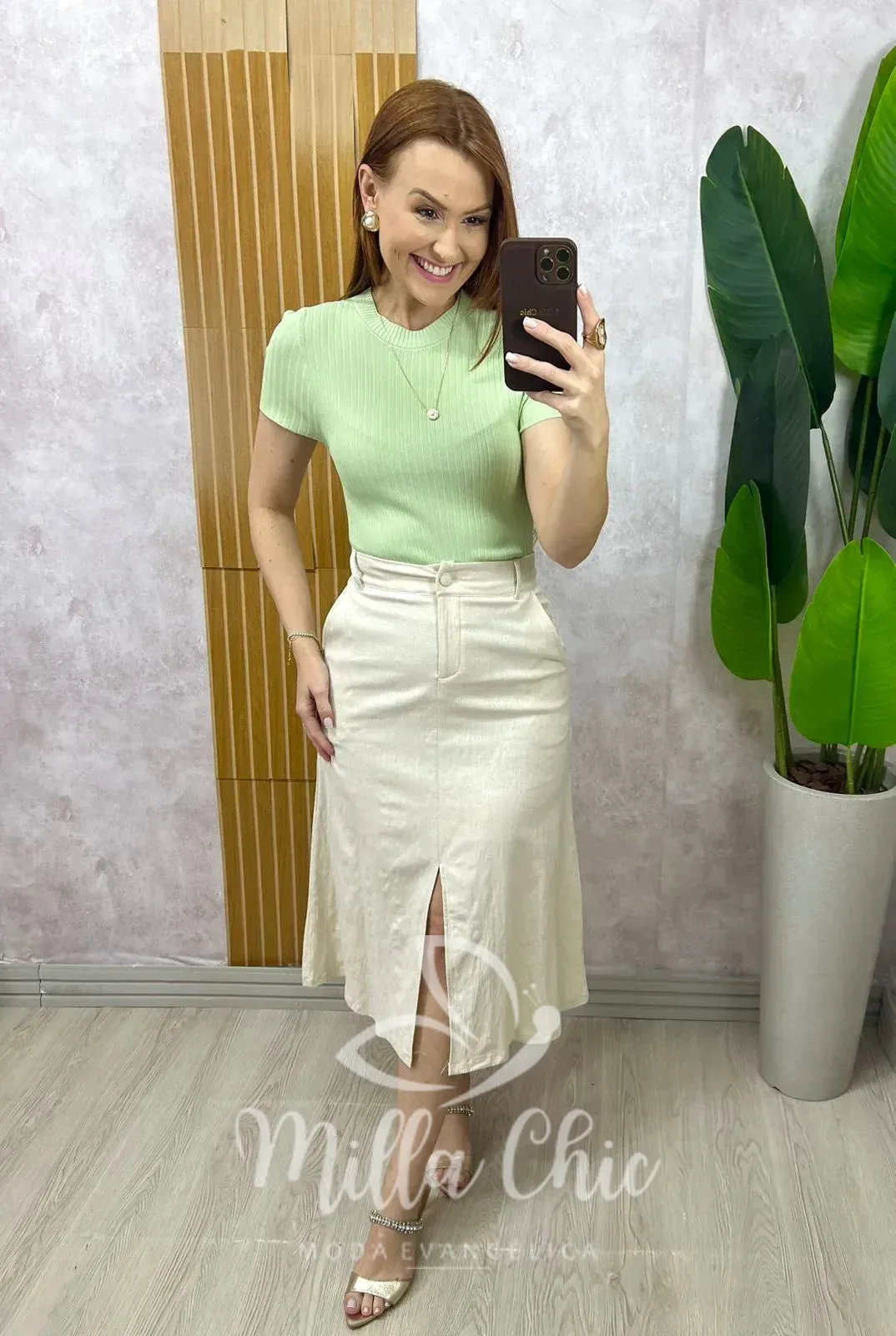 Milla Chic – Blusa Joana Em Tricot Modal – Verde Milla Chic - Blusa Joana Em Tricot Modal - Verde