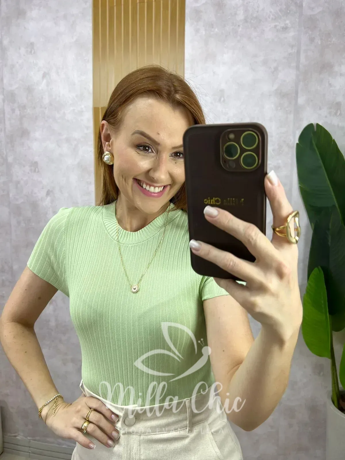 Milla Chic – Blusa Joana Em Tricot Modal – Verde Milla Chic - Blusa Joana Em Tricot Modal - Verde