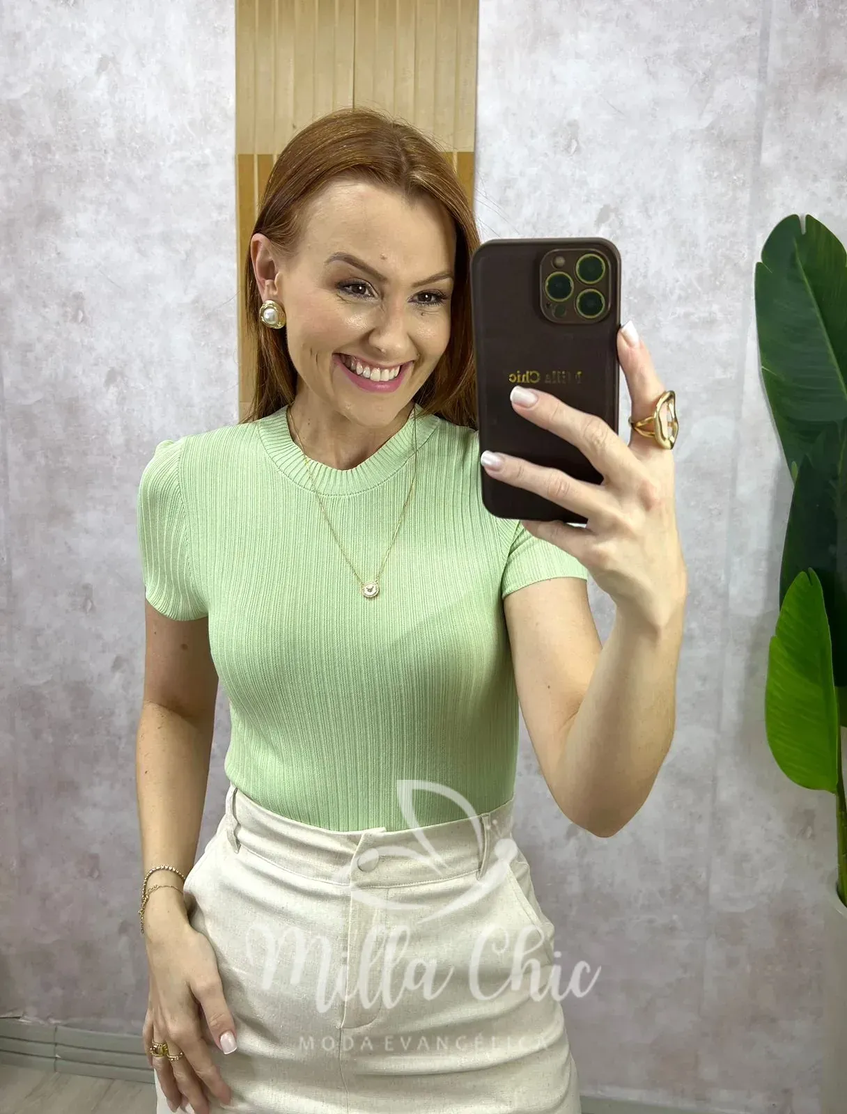 Milla Chic – Blusa Joana Em Tricot Modal – Verde Milla Chic - Blusa Joana Em Tricot Modal - Verde