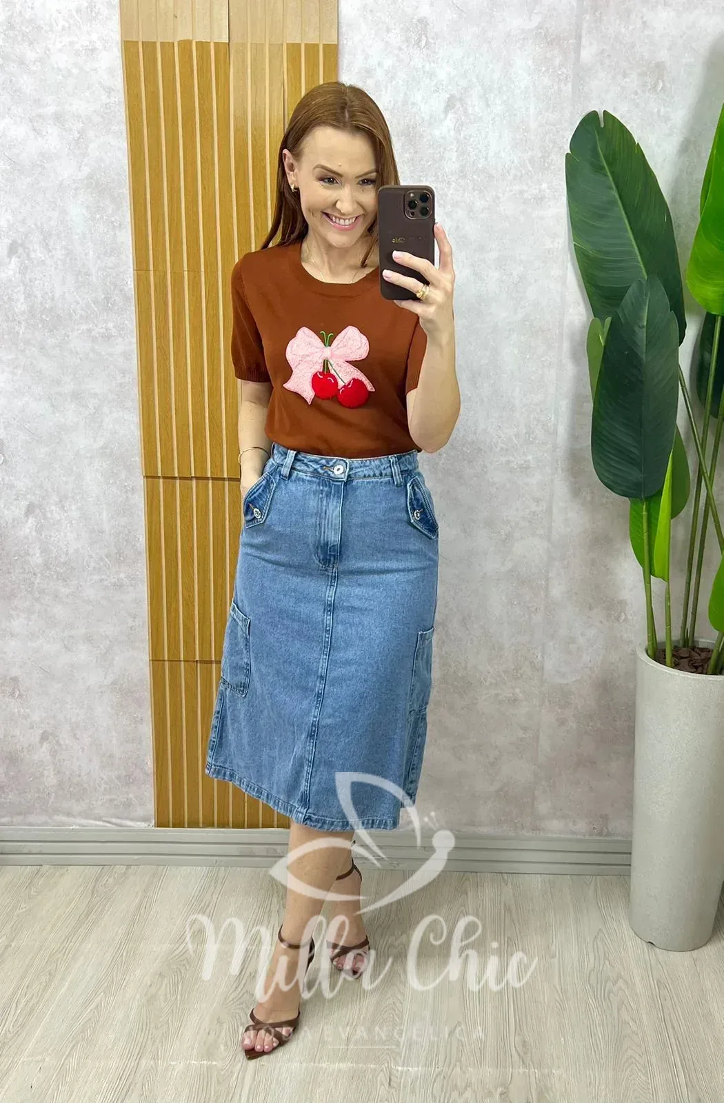 Milla Chic – Blusa Magali Em Tricot – Marrom Milla Chic - Blusa Magali Em Tricot - Marrom