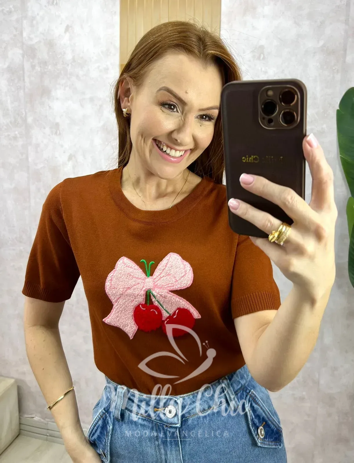 Milla Chic – Blusa Magali Em Tricot – Marrom Milla Chic - Blusa Magali Em Tricot - Marrom