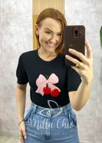 Milla Chic - Blusa Magali Em Tricot - Marrom (cópia)