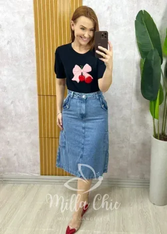 Milla Chic - Blusa Magali Em Tricot - Marrom (cópia)