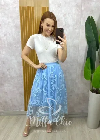 Milla Chic - Blusa Magnólia Em Tule - Branca