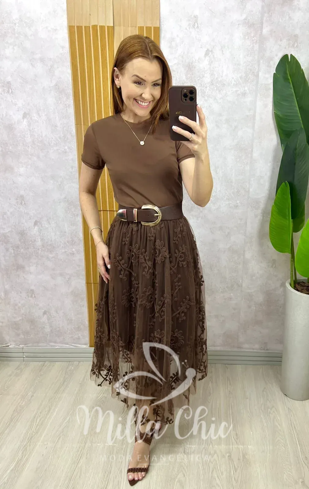 Milla Chic – Blusa Magnólia Em Tule – Marrom Milla Chic - Blusa Magnólia Em Tule - Marrom