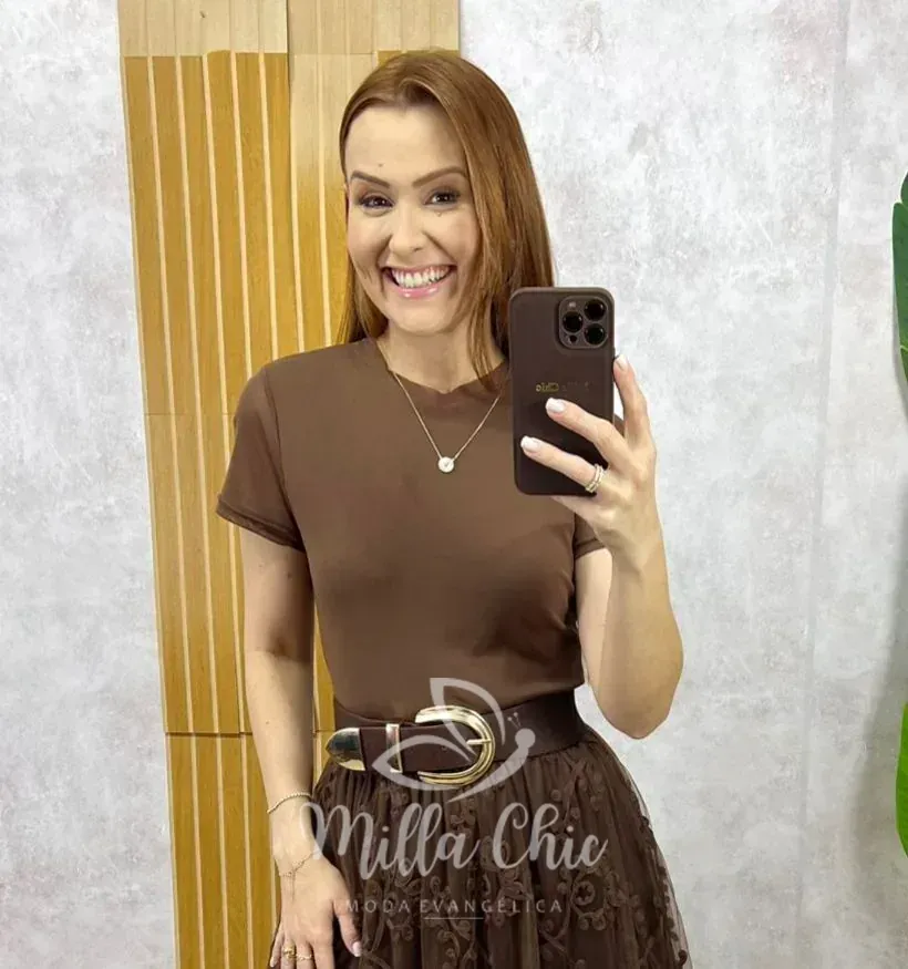 Milla Chic – Blusa Magnólia Em Tule – Marrom Milla Chic - Blusa Magnólia Em Tule - Marrom