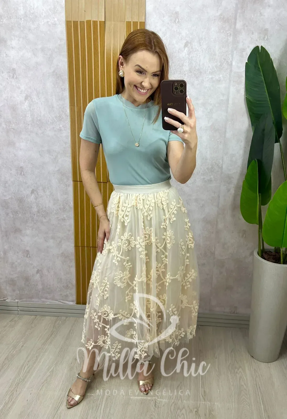 Milla Chic – Blusa Magnólia Em Tule – Menta Milla Chic - Blusa Magnólia Em Tule - Menta