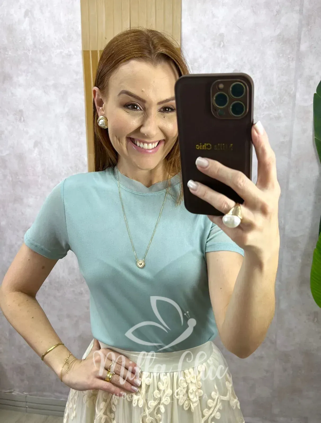 Milla Chic – Blusa Magnólia Em Tule – Menta Milla Chic - Blusa Magnólia Em Tule - Menta