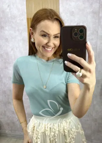 Milla Chic - Blusa Magnólia Em Tule - Menta