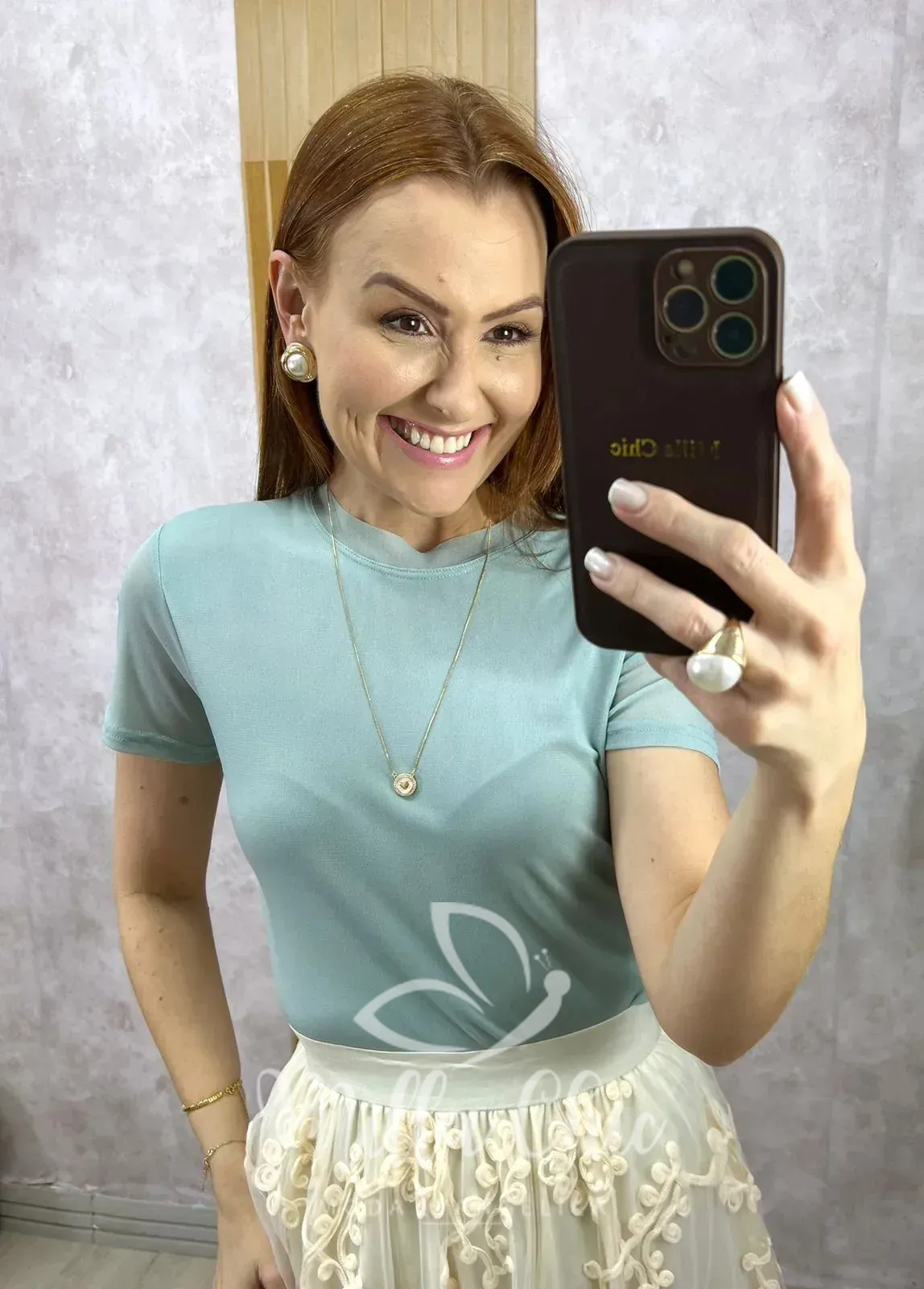 Milla Chic – Blusa Magnólia Em Tule – Menta Milla Chic - Blusa Magnólia Em Tule - Menta