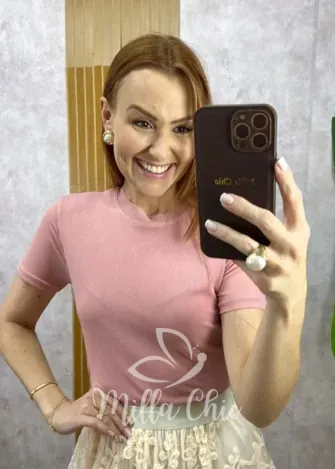 Milla Chic - Blusa Magnólia Em Tule - Rosa
