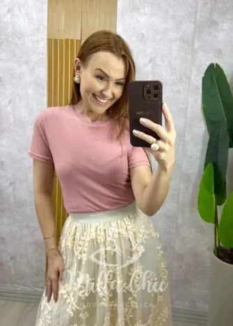 Milla Chic - Blusa Magnólia Em Tule - Rosa