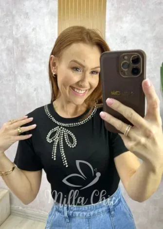 Milla Chic - Blusa Manu Bordado Laço - Rosa (cópia)