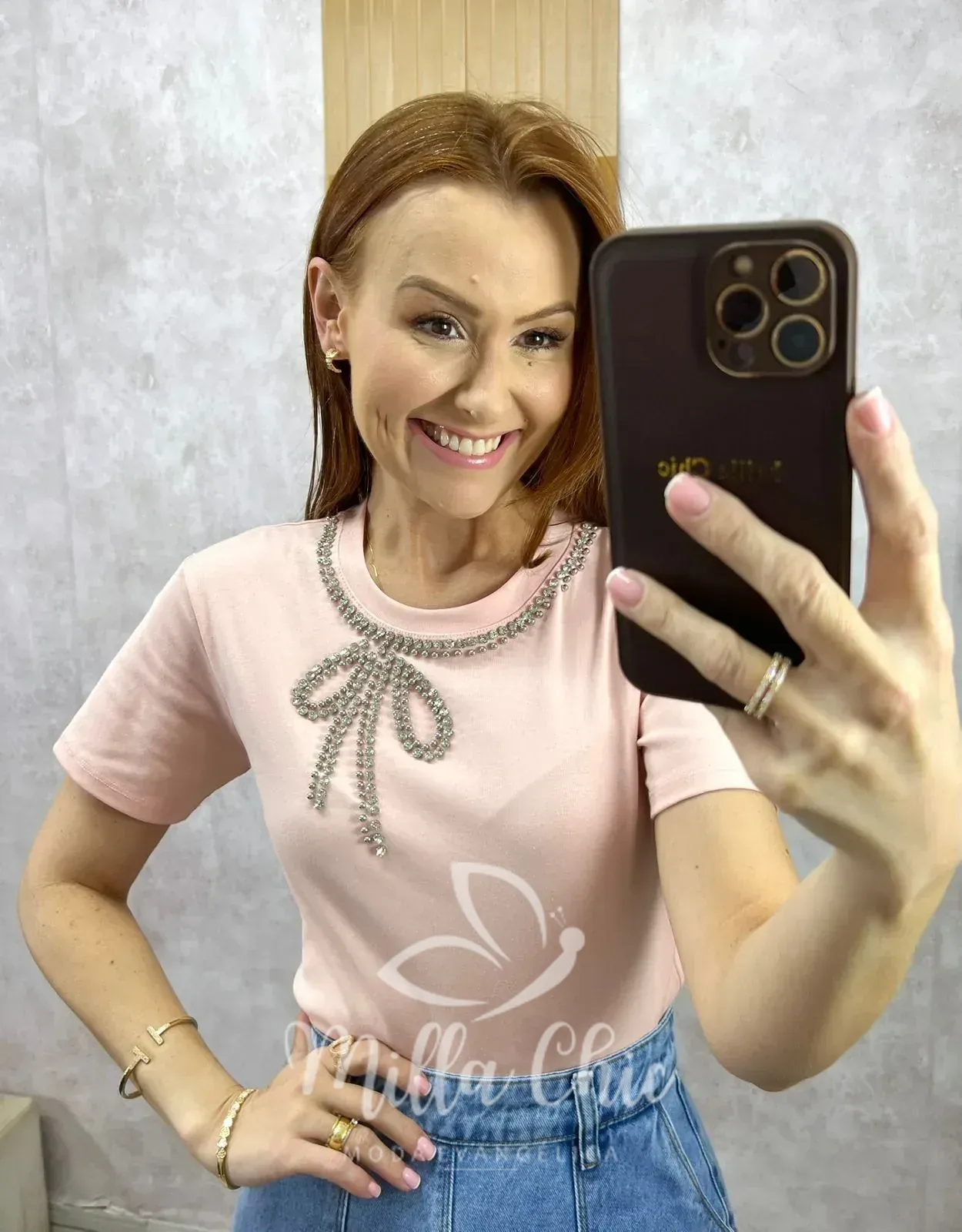 Milla Chic – Blusa Manu Bordado Laço – Rosa Milla Chic - Blusa Manu Bordado Laço - Rosa