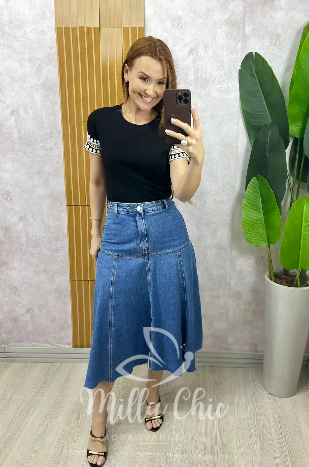 Milla Chic – Blusa Natália Canelada Bordada – Preta Milla Chic - Blusa Natália Canelada Bordada - Preta