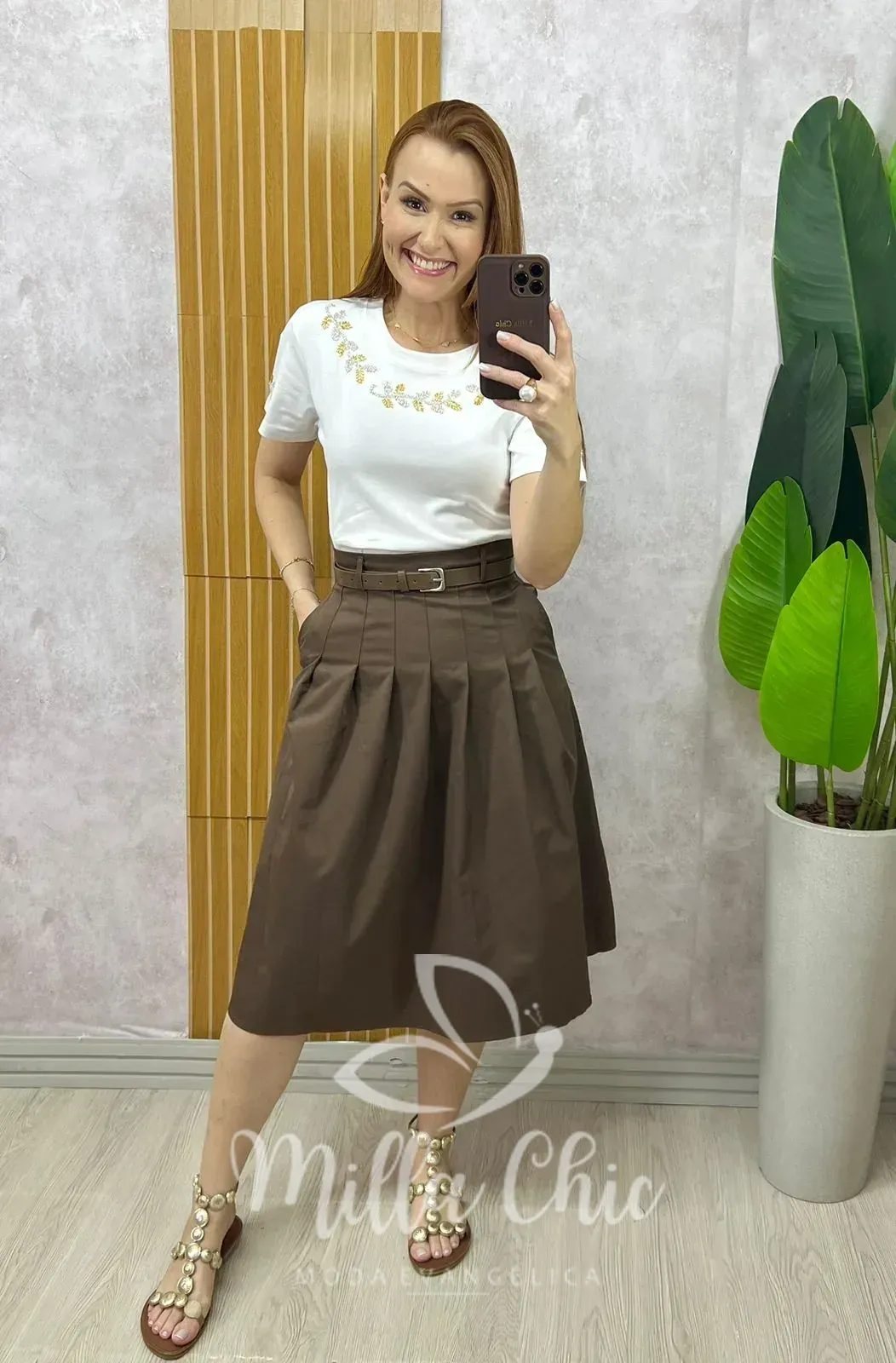 Milla Chic – Blusa Vera Em Malha algodão bordada Milla Chic - Blusa Vera Em Malha algodão bordada