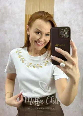 Milla Chic - Blusa Vera Em Malha algodão bordada
