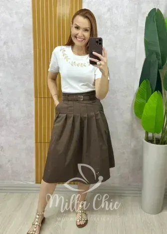 Milla Chic - Blusa Vera Em Malha algodão bordada