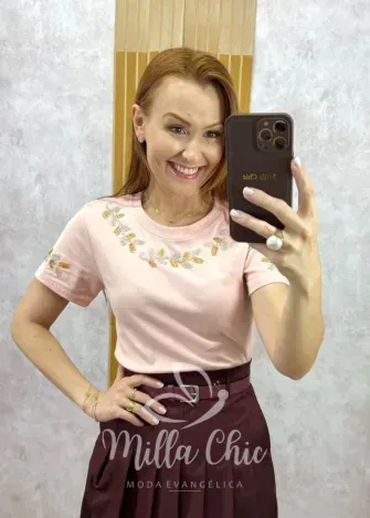 Milla Chic - Blusa Vera Em Malha Algodão Bordada - Branca (cópia)