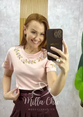 Milla Chic - Blusa Vera Em Malha Algodão Bordada - Branca (cópia)