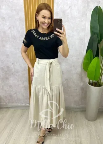 Milla Chic - Blusa Vera Em Malha Algodão Bordada - Branca (cópia)