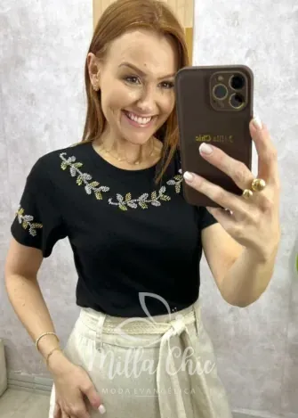 Milla Chic - Blusa Vera Em Malha Algodão Bordada - Branca (cópia)