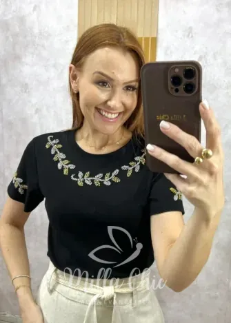 Milla Chic - Blusa Vera Em Malha Algodão Bordada - Branca (cópia)