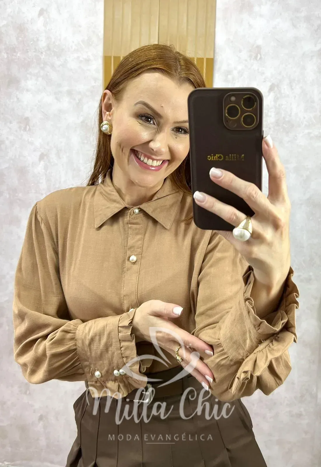 Milla Chic – Camisa Júlia Em Linho – Cappuccino Milla Chic - Camisa Júlia Em Linho - Cappuccino