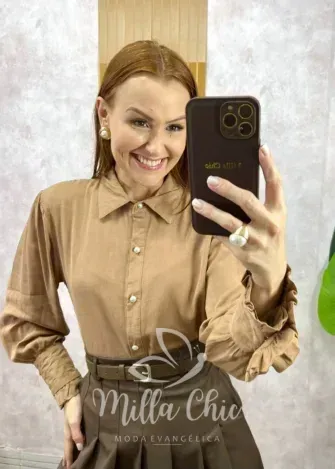 Milla Chic - Camisa Júlia Em Linho - Cappuccino