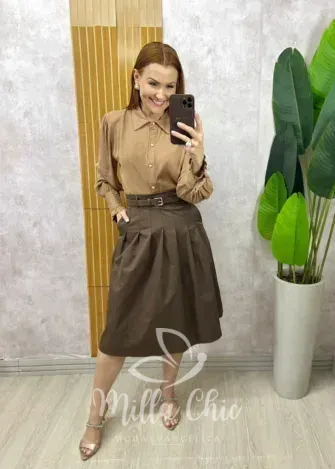Milla Chic - Camisa Júlia Em Linho - Cappuccino