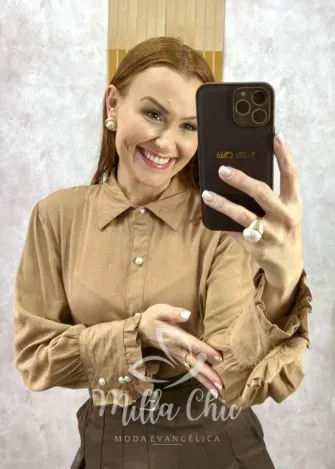 Milla Chic - Camisa Júlia Em Linho - Cappuccino