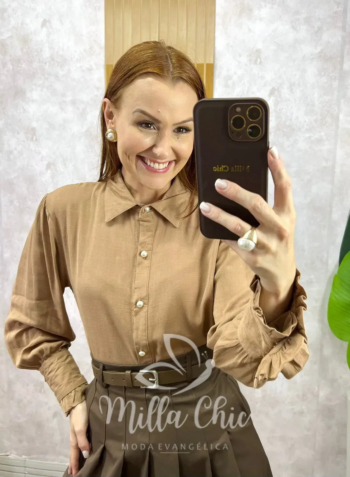 Milla Chic – Camisa Júlia Em Linho – Cappuccino Milla Chic - Camisa Júlia Em Linho - Cappuccino