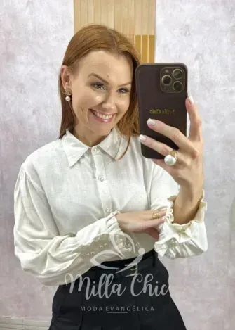 Milla Chic - Camisa Júlia Em Linho - Pistache (cópia)
