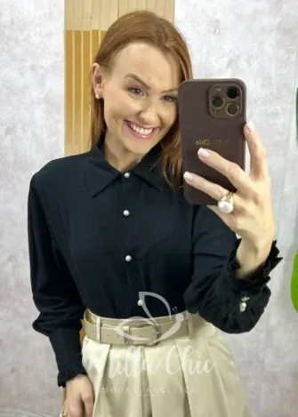 Milla Chic - Camisa Júlia Em Linho - Preta